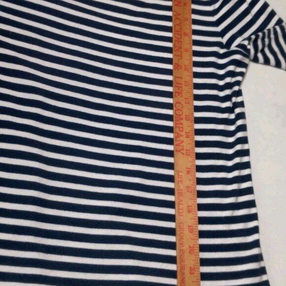 Lauren Ralph Lauren Shirt Women L Blue White Nautical Sailor Striped Gold Button - Picture 5 of 15